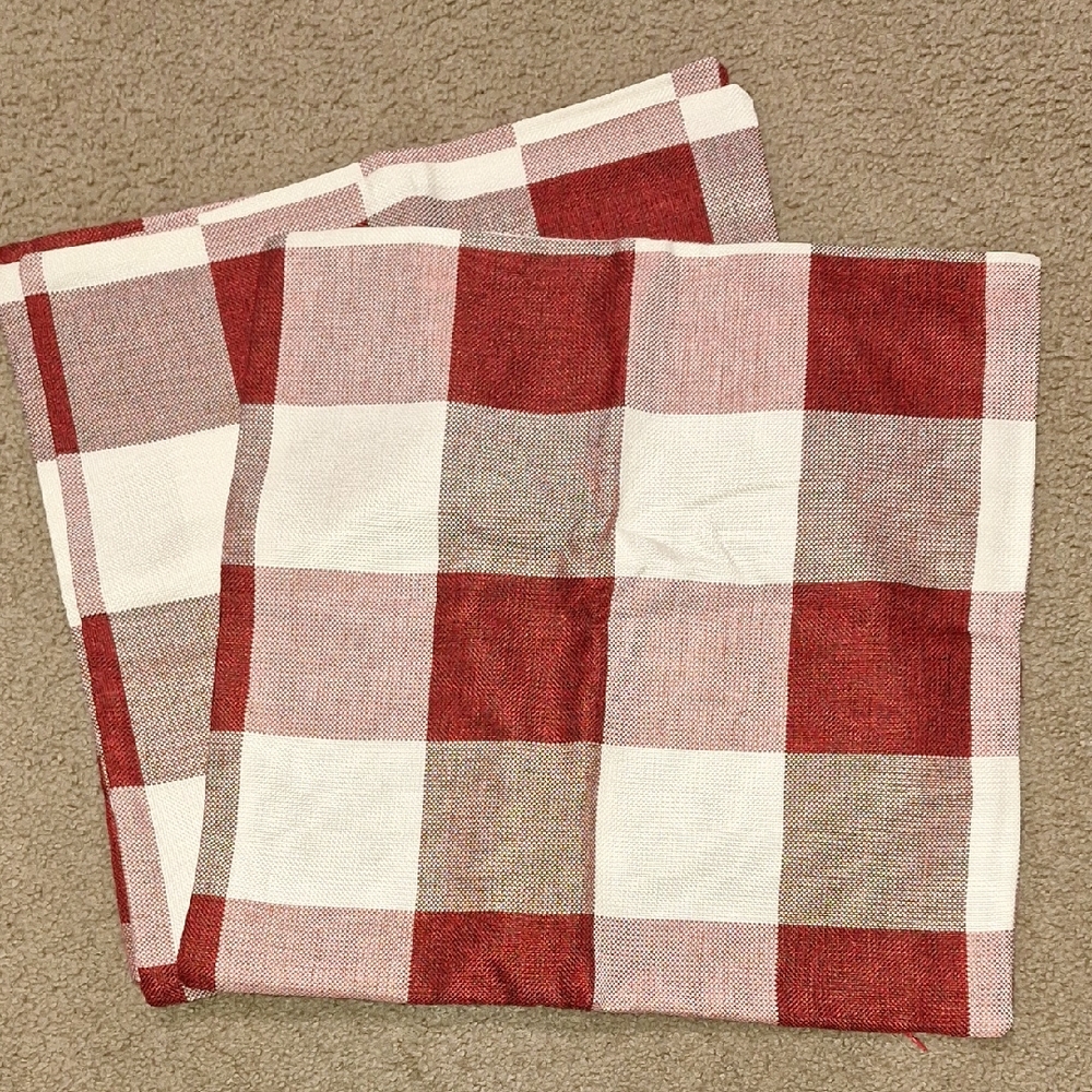 Red & White Checkered Pillow Covers